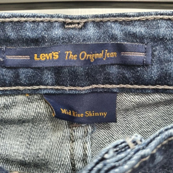 Levi's Original Women's‎ Dark Wash Stretch Denim Mid Rise Skinny Jeans Size 10 - Picture 2 of 3